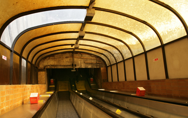 The old escalator into the subway at Partick
